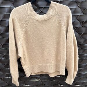 Vince Tan Crew Neck Sweater with Ribbed Detailing